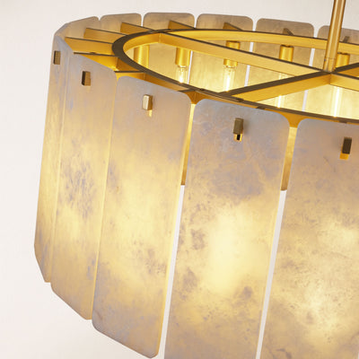 Lunara Alabaster Round Custom Chandelier 48"D 59"D
