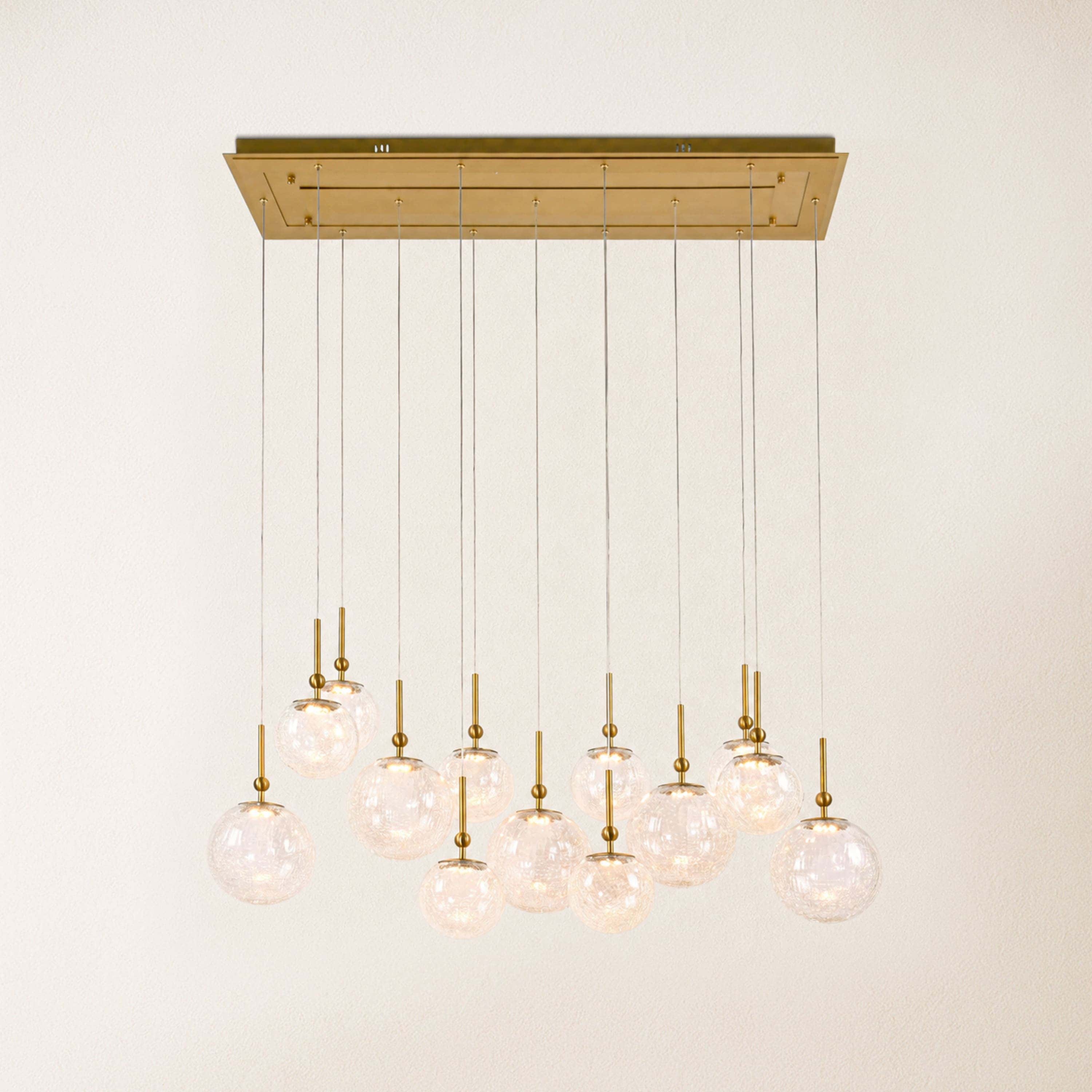 Elowen Crackled Glass Cluster Rectangular Chandelier