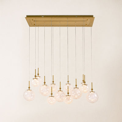 Elowen Crackled Glass Cluster Rectangular Chandelier