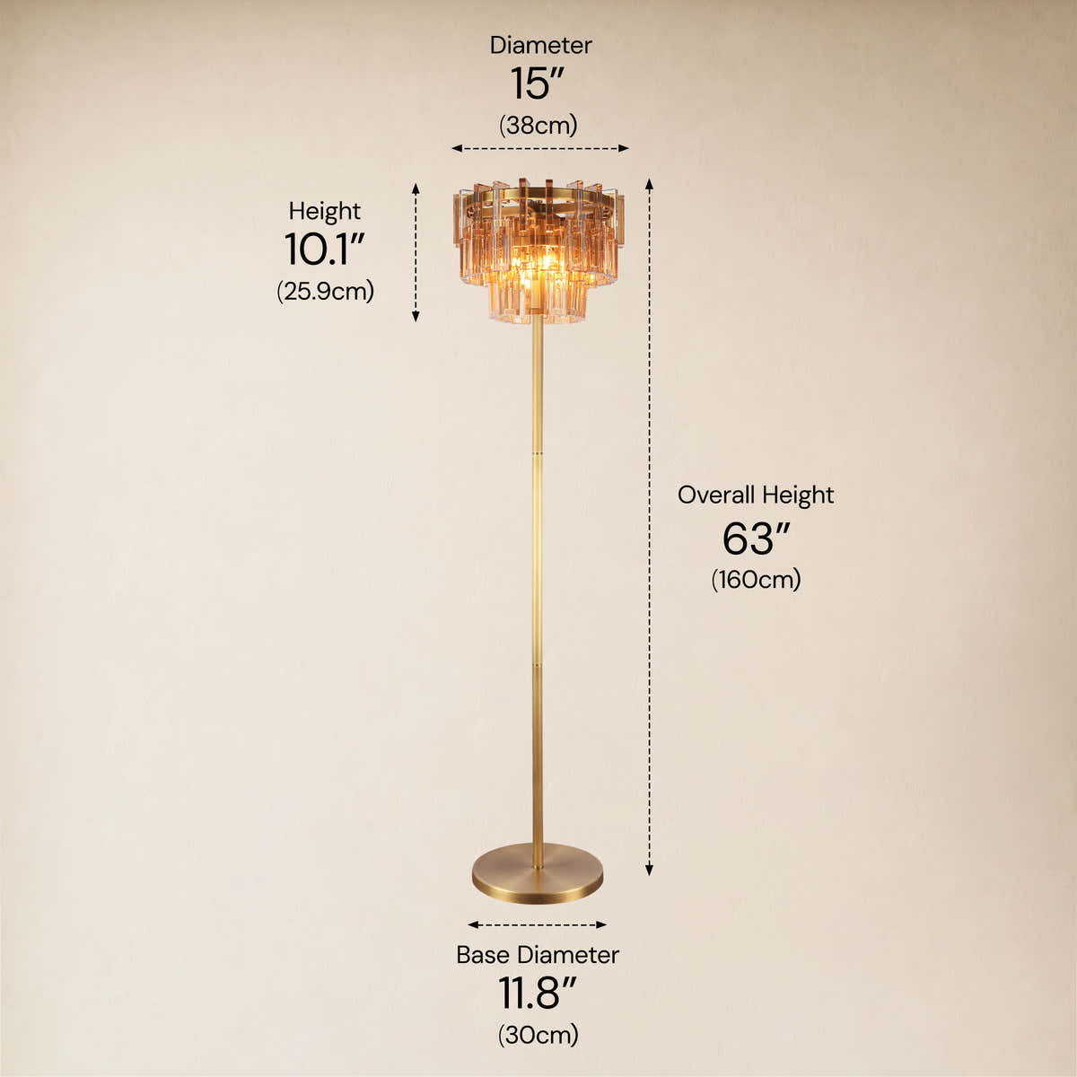 Cirelle Crystal Rectangular Table Lamp 63"H dimensions 2