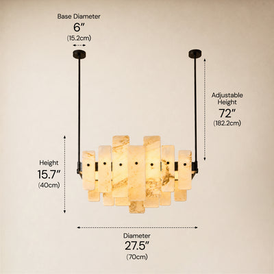 Pietra White Marble Panel Chandelier 27.5"W