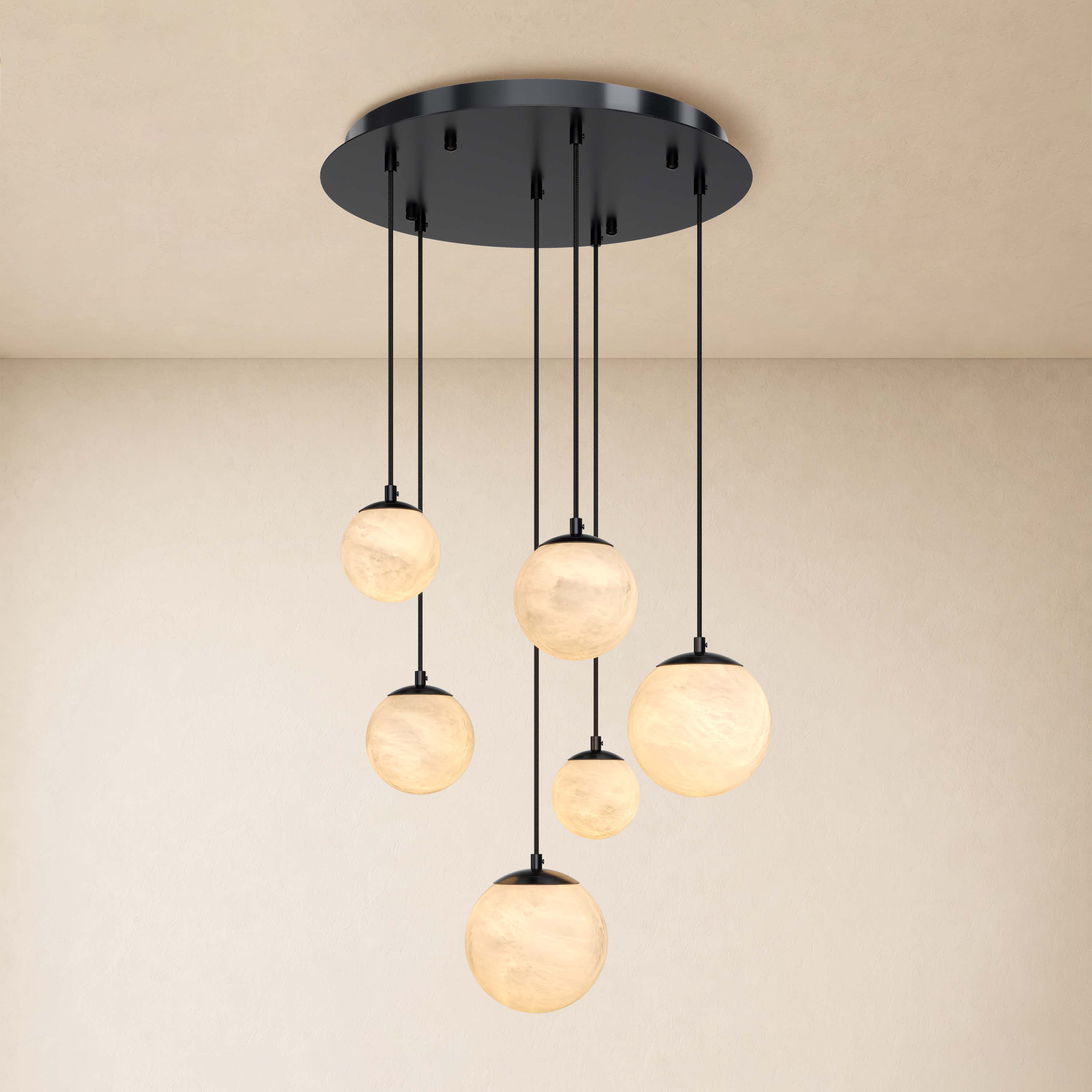 Elviora Resin Alabaster Globe Round Chandelier