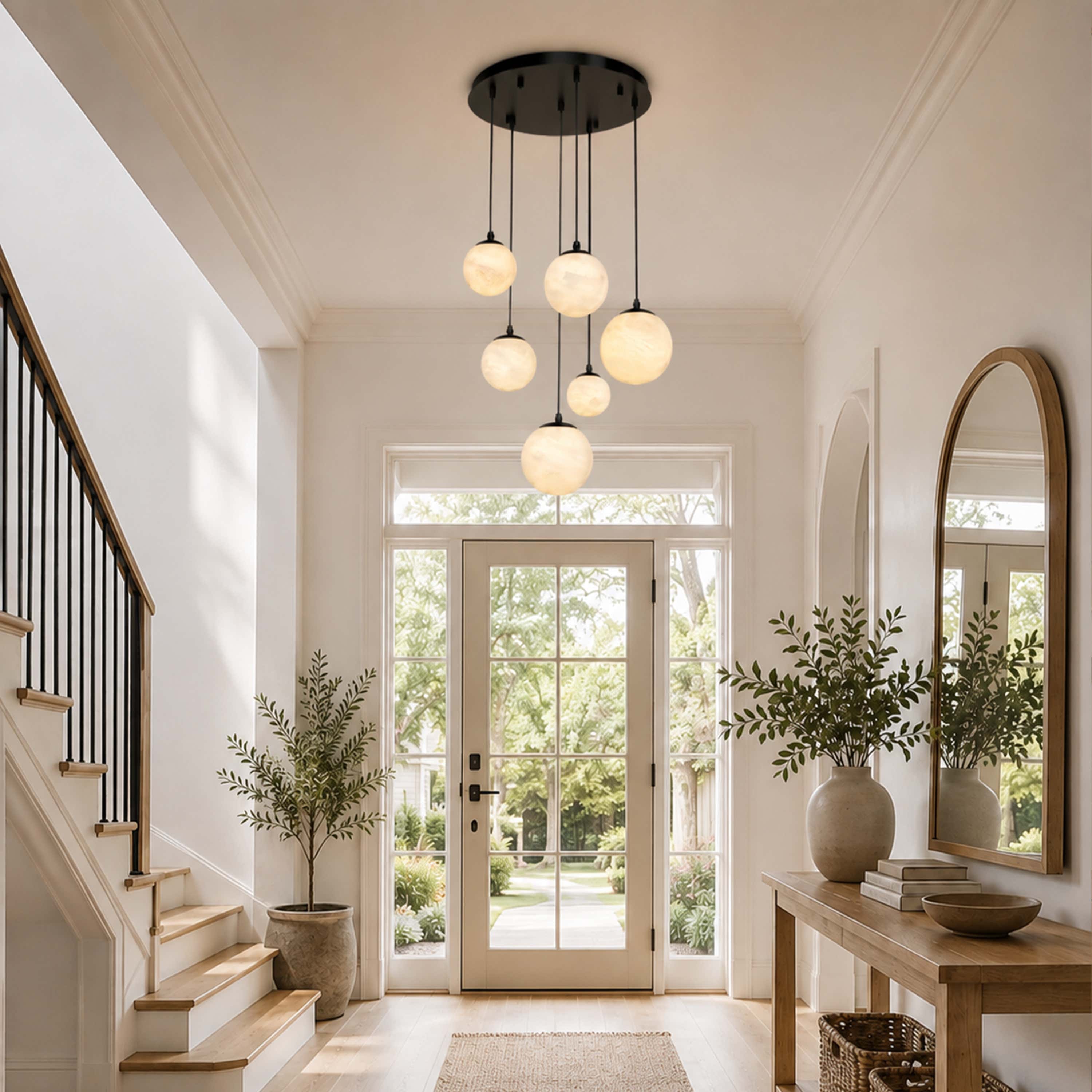Elviora Resin Alabaster Globe Round Chandelier