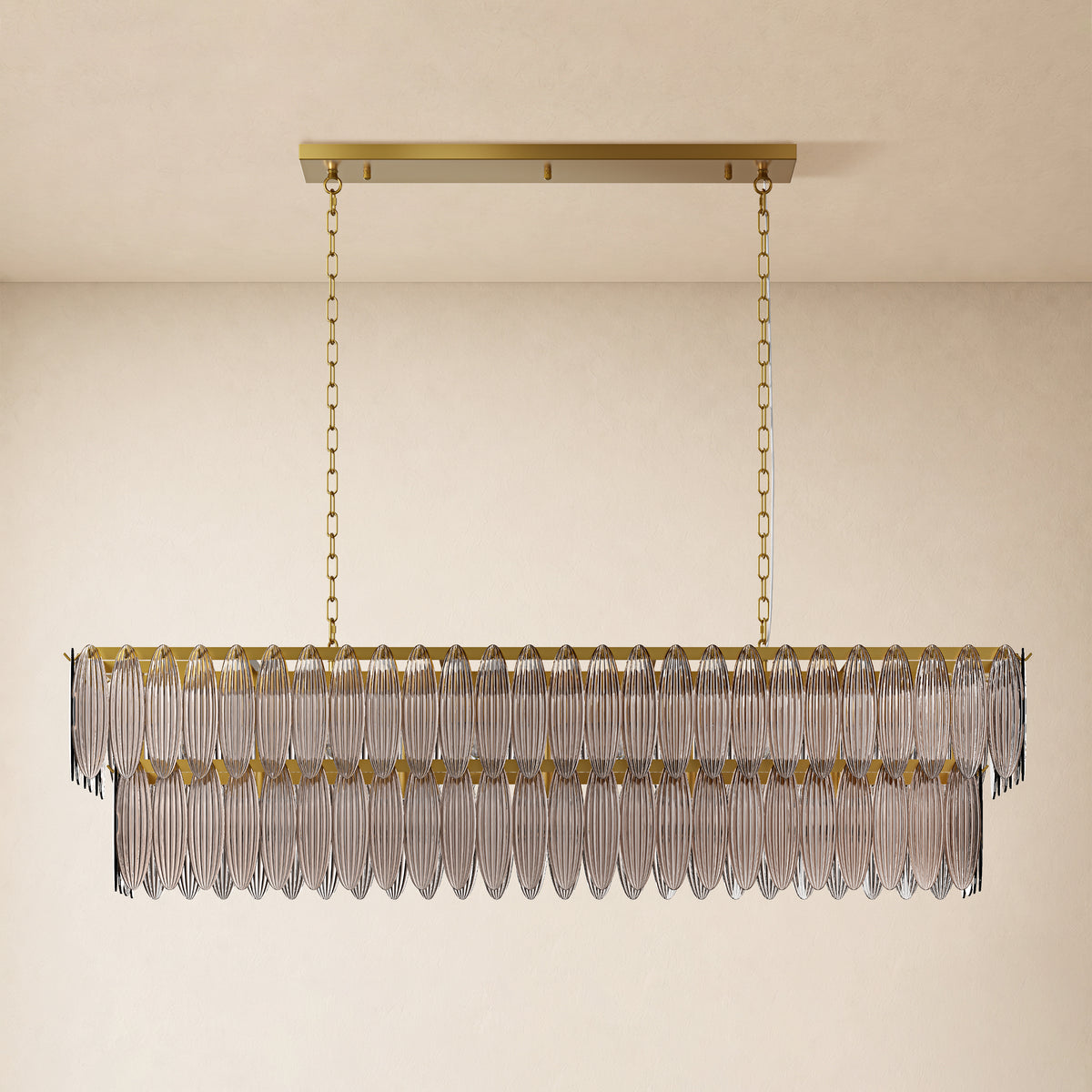 Ardelyne Crystal Leaf Linear Chandelier 48"-60"D 