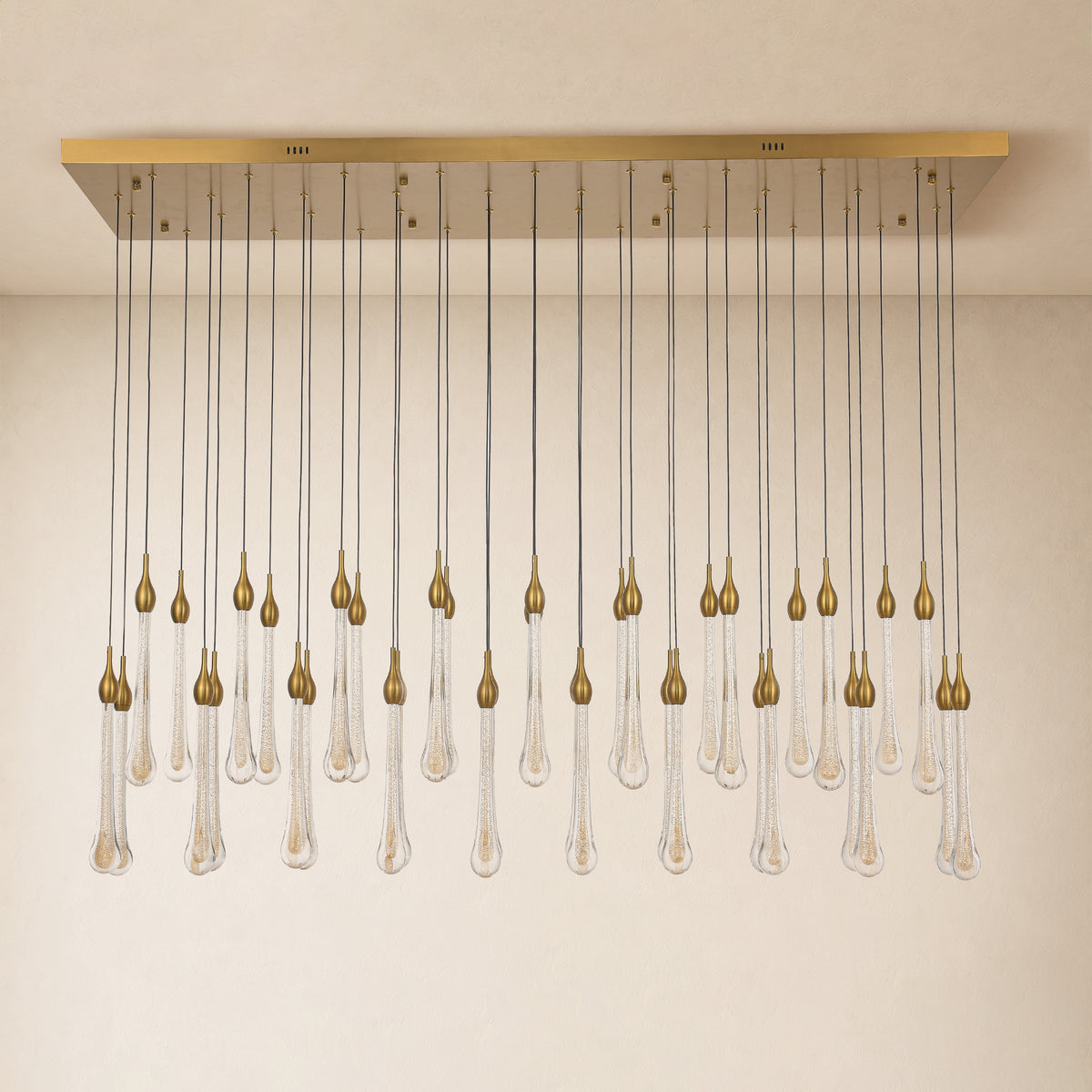 Olivene Glass Teardrop Rectangular Chandelier 60"W 