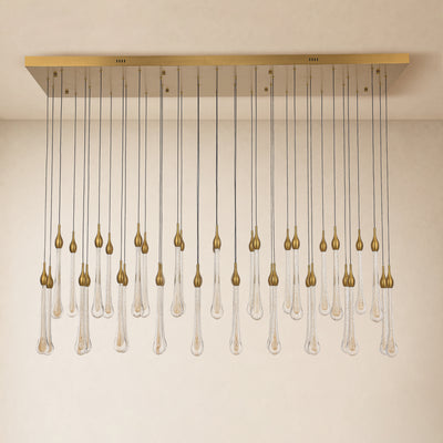 Olivene Glass Teardrop Rectangular Chandelier 60"W 