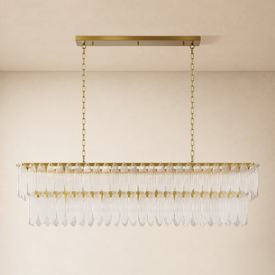 Ardelyne Crystal Leaf Linear Chandelier 48"-60"D 