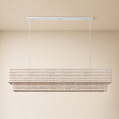 Cavana Rattan Double Tier Rectangular Chandelier 60"W 