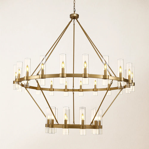 Cylora Glass Tube 2-Tier Round Chandelier 60"