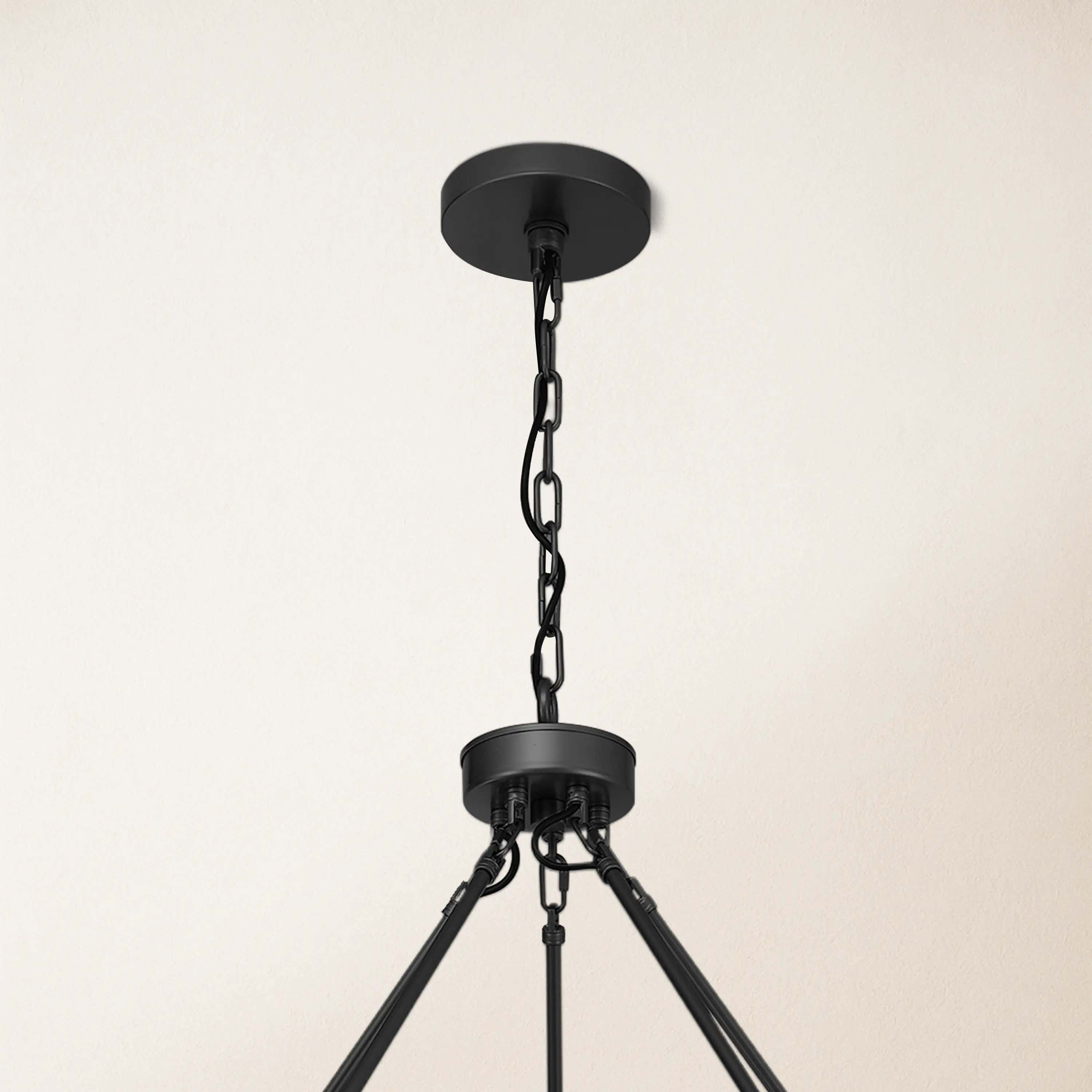 Cylora Glass Tube 2-Tier Round Chandelier 60"D#Finish_Black