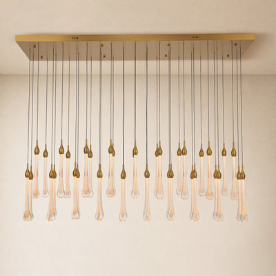 Olivene Glass Teardrop Rectangular Chandelier 60"W