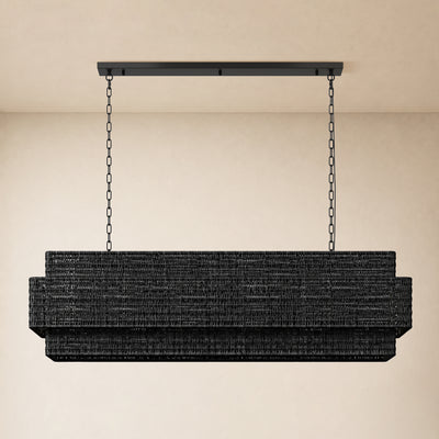 Cavana Rattan Tiered Rectangular Chandelier 60"W 