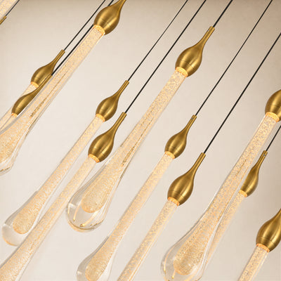 Olivene Glass Teardrop Rectangular Chandelier 60"W