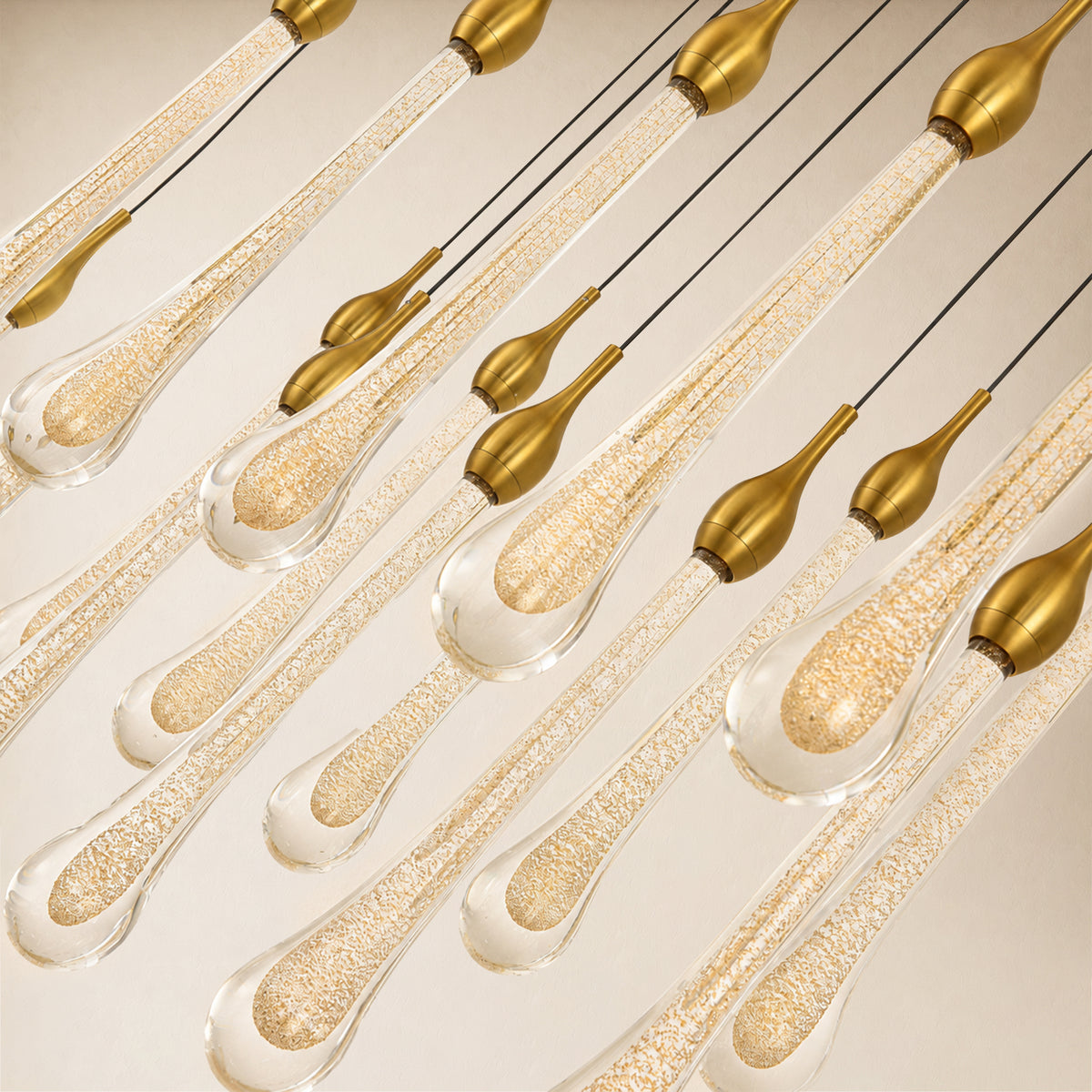 Olivene Glass Teardrop Rectangular Chandelier 60"W 