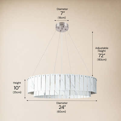 Pietra White Marble Tiered Drum Chandelier 24" 31"D