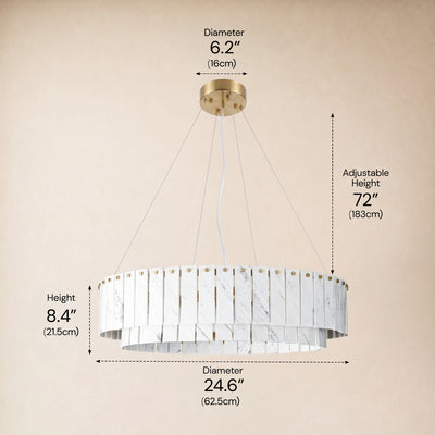 Pietra Porcelain White Marble Tiered Drum Chandelier 24" 31"D