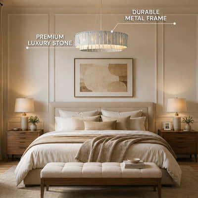 Pietra White Marble Tiered Drum Chandelier 24" 31"D