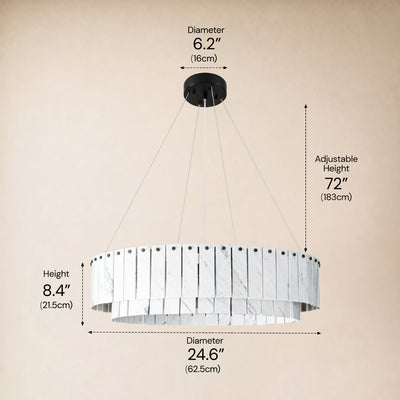 Pietra Porcelain White Marble Tiered Drum Chandelier 24" 31"D