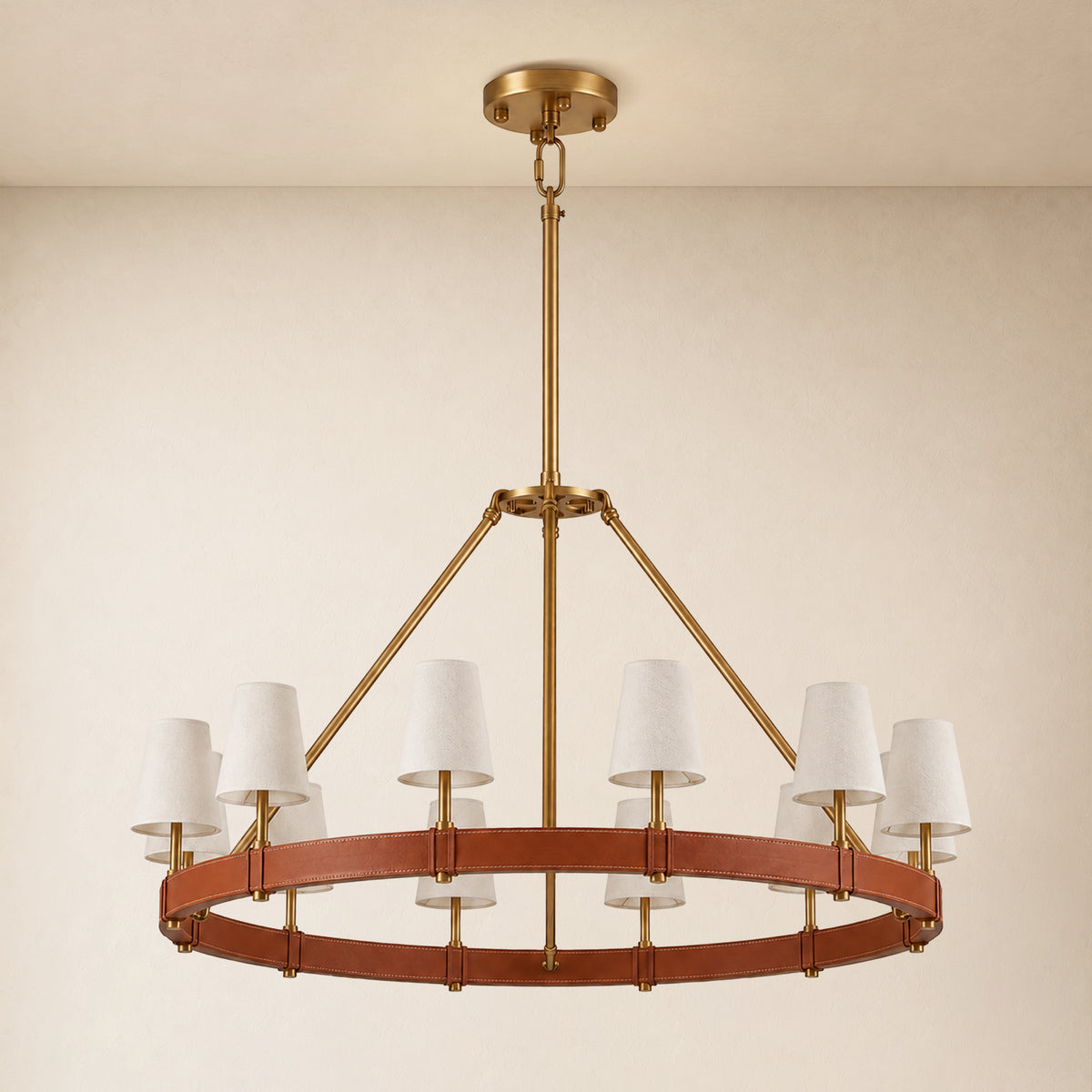 Corvella Leather Custom Round Chandelier 48" 60"W