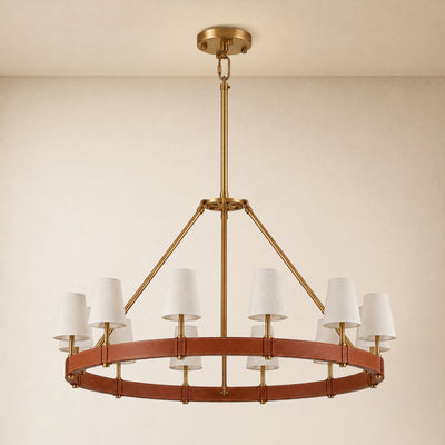 Corvella Leather Custom Round Chandelier 48" 60"W
