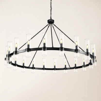 Cylora Glass Tube Round Chain Chandelier 60"