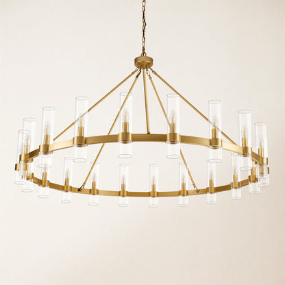 Cylora Glass Tube Round Chain Chandelier 60"