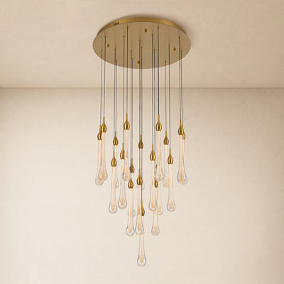 Olivene Glass Teardrop Round Chandelier 24"D 