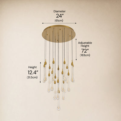 Olivene Glass Teardrop Round Chandelier 24"D 
