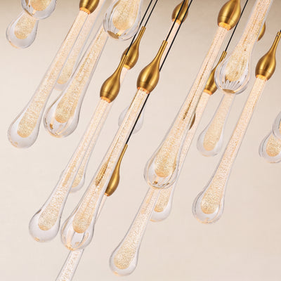 Olivene Glass Teardrop Round Chandelier 24"D 
