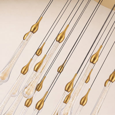 Olivene Glass Teardrop Round Chandelier 24"D