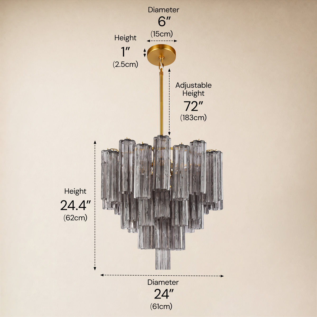 Lumeris Glass Tiered Round Chandelier 24"D 