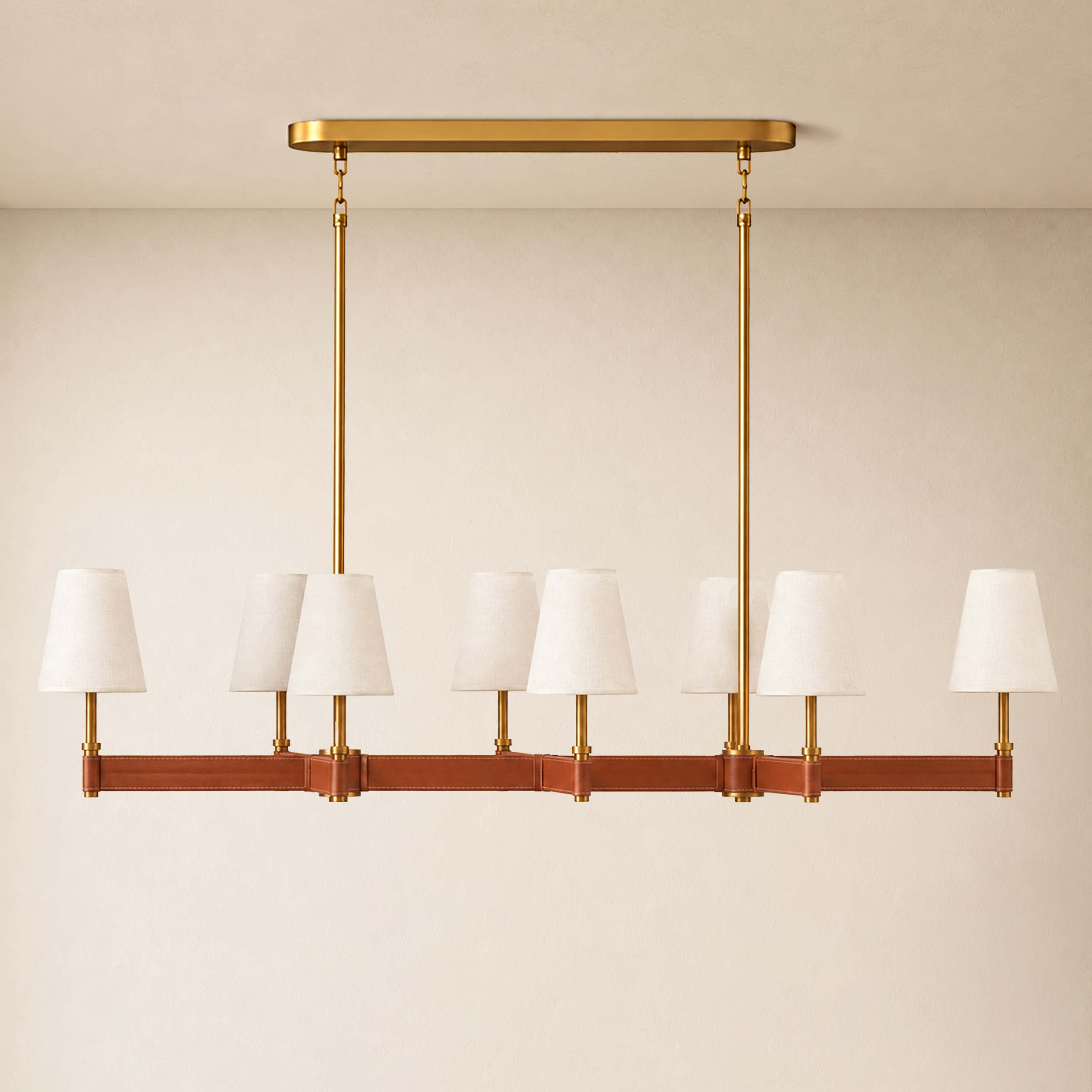 Corvella Leather Custom Linear Chandelier 62" 72"W