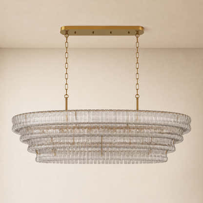 Ondalia Tiered Glass Custom Rectangular Chandelier 65"W
