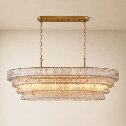 Ondalia Tiered Glass Custom Rectangular Chandelier 65"W