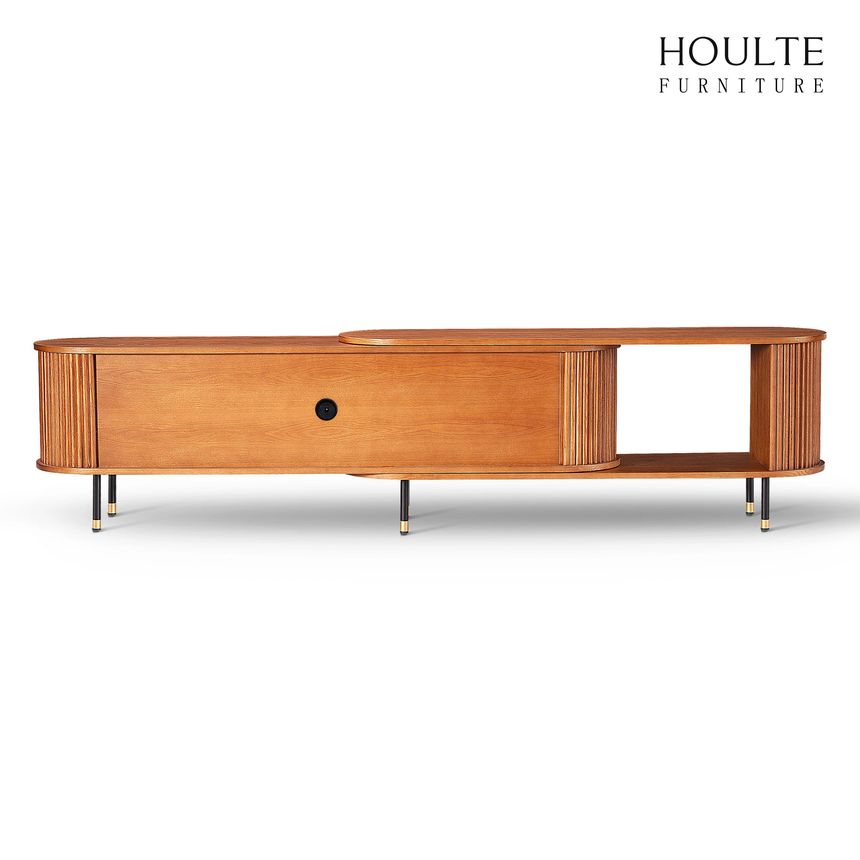 Ewan Oak Extendable Media Console 78.74" to 110.24"