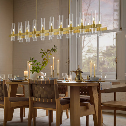 Cylora Glass Tube Rectangular Chandelier 68"
