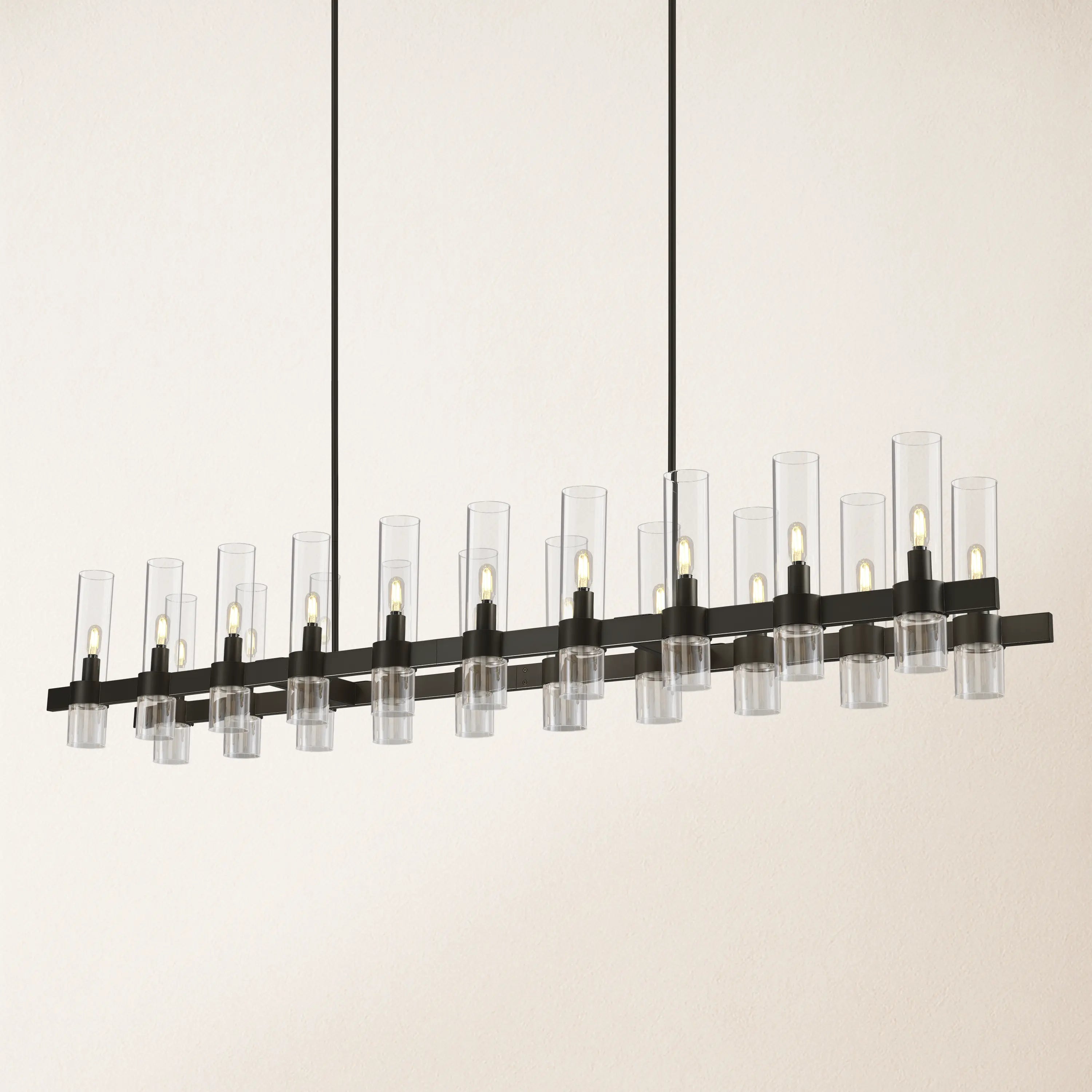 Cylora Glass Tube Rectangular Chandelier 68"