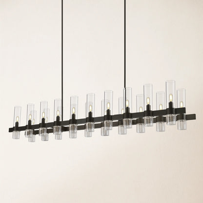 Cylora Glass Tube Rectangular Chandelier 68"