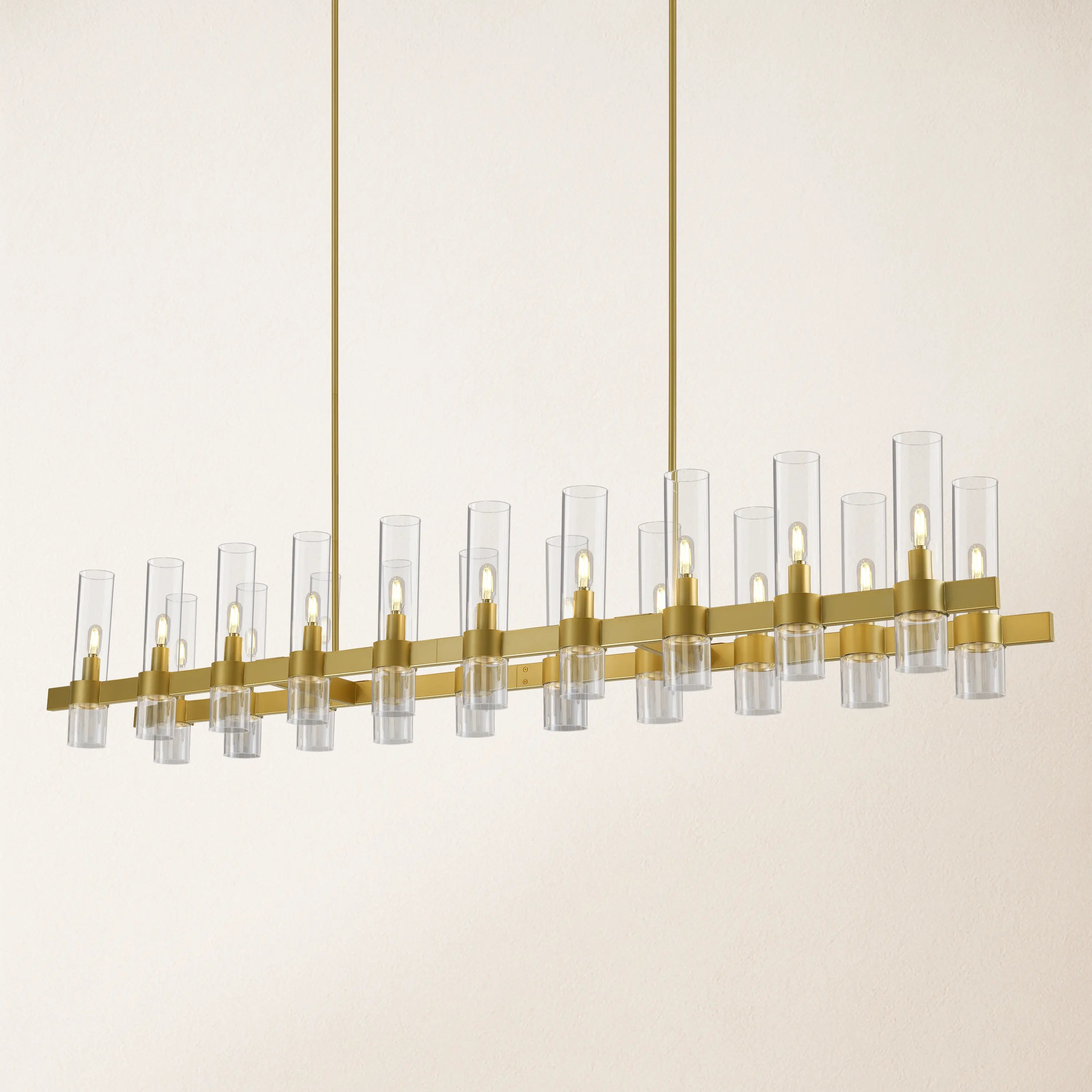Cylora Glass Tube Rectangular Chandelier 68"