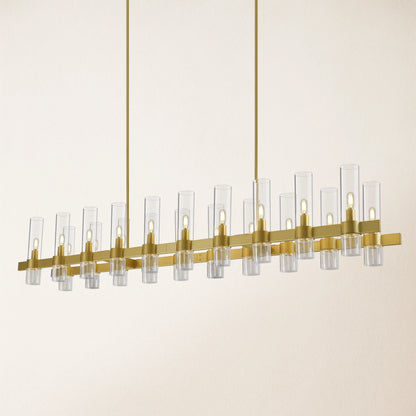 Cylora Glass Tube Rectangular Chandelier 68"
