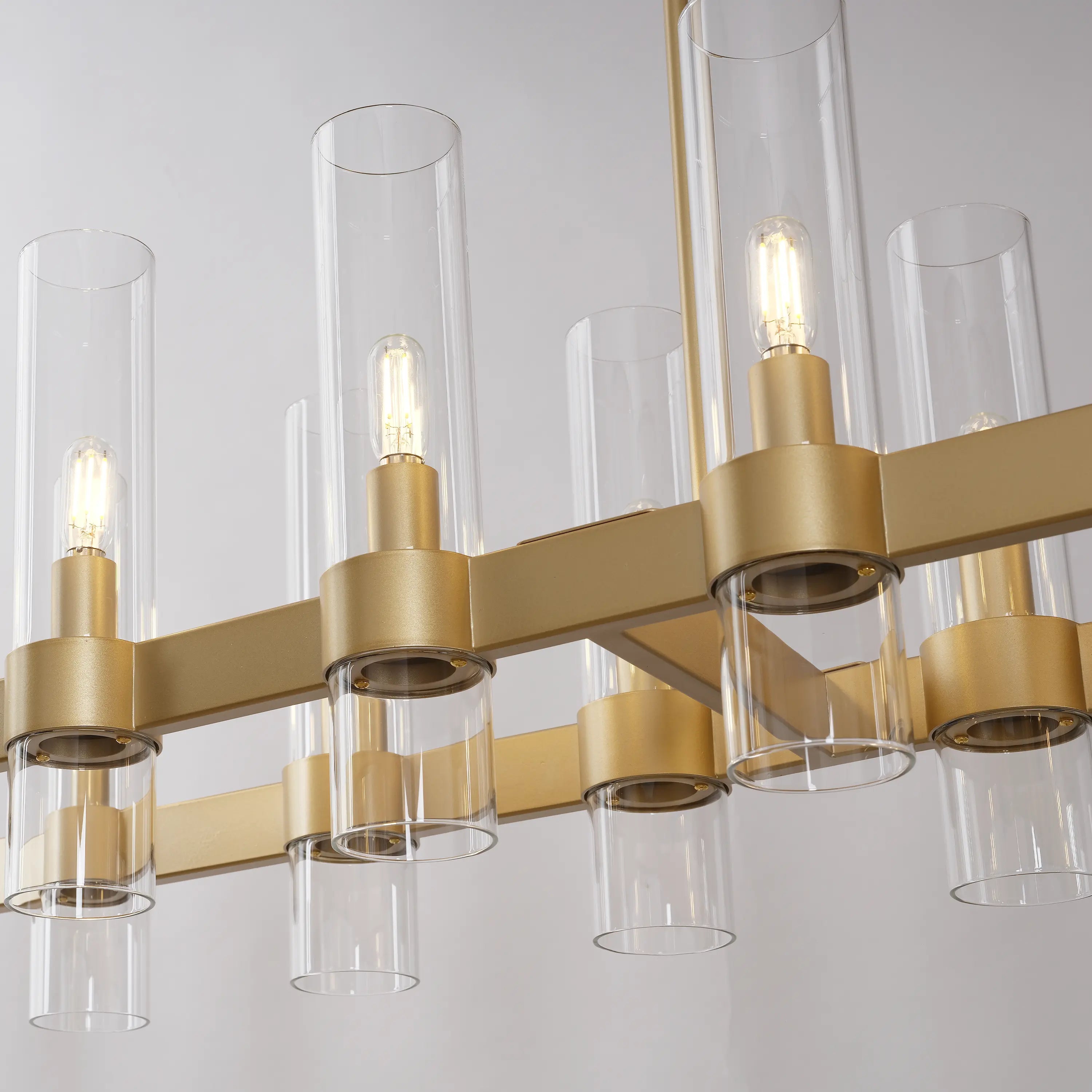 Cylora Glass Tube Rectangular Chandelier 68"