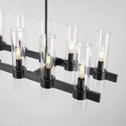Cylora Glass Tube Rectangular Chandelier 68"
