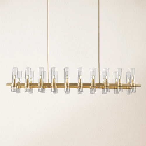 Cylora Glass Tube Rectangular Chandelier 68"