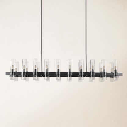 Cylora Glass Tube Rectangular Chandelier 68"W