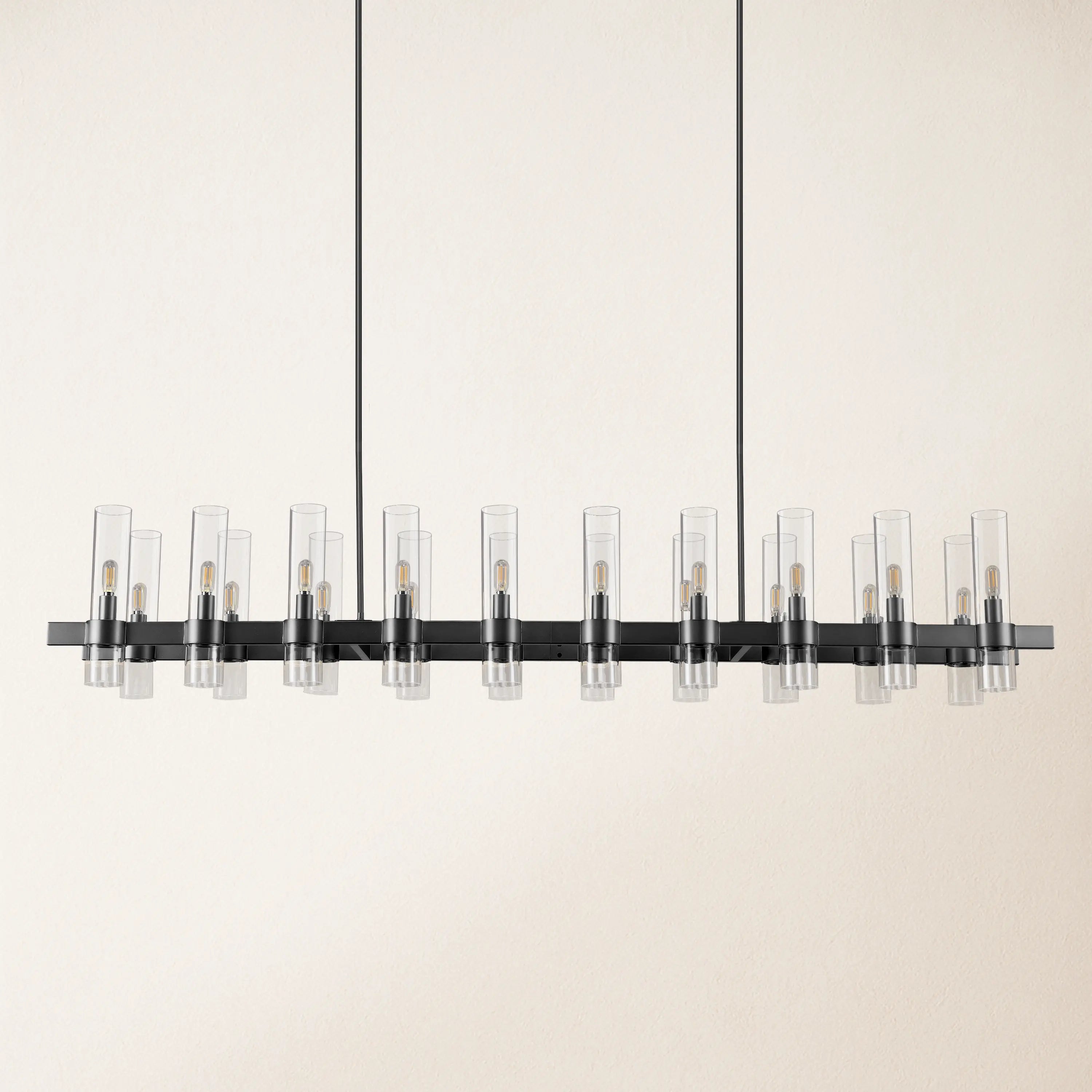 Cylora Glass Tube Rectangular Chandelier 68"
