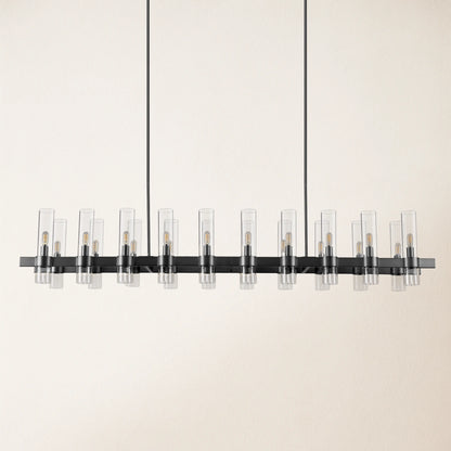 Cylora Glass Tube Rectangular Chandelier 68"