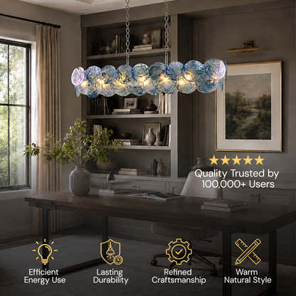 Auralis Blue Glass Disc Linear Chandelier 47.2"W