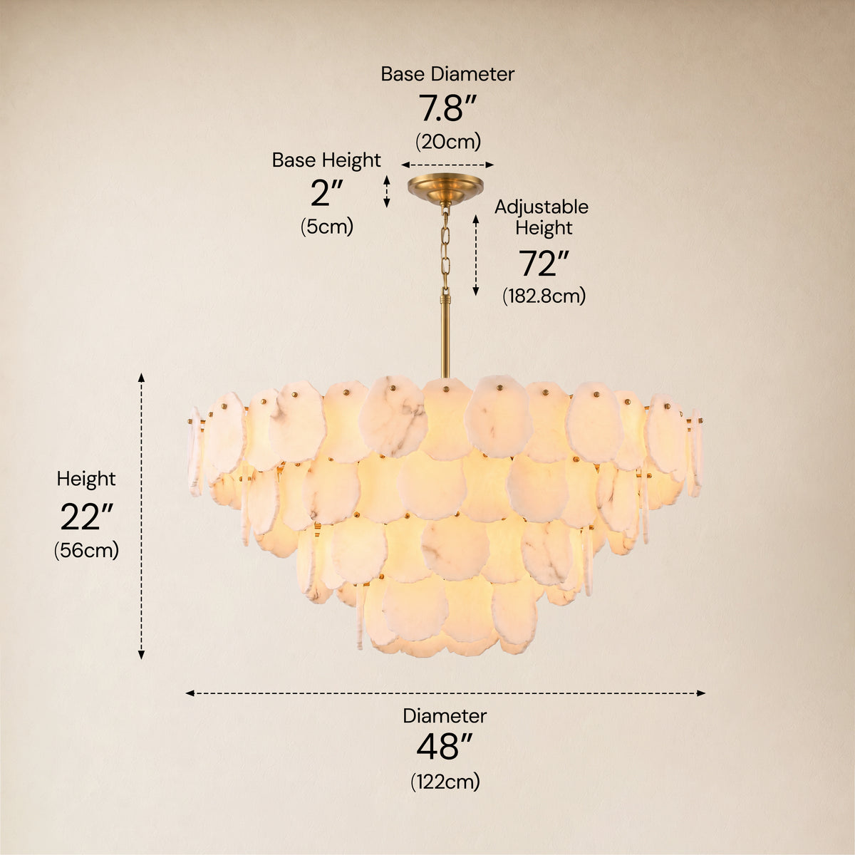 Moira Alabaster Multi-Tier Round Chandelier 48"D