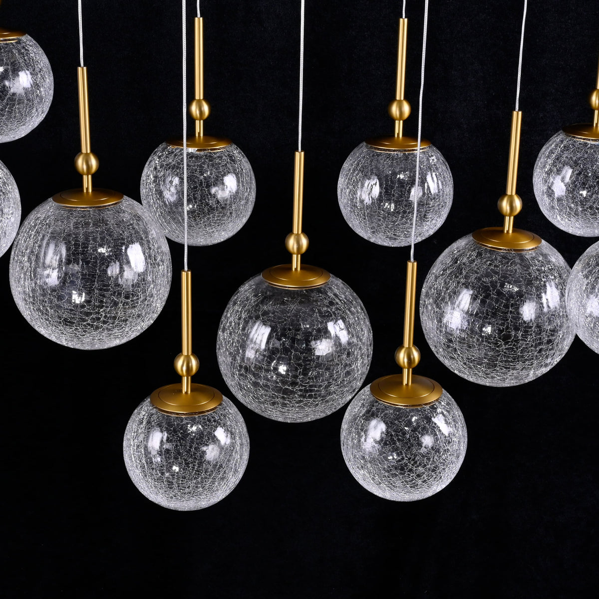 Elowen Crackled Glass Cluster Rectangular Chandelier