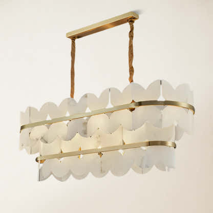 Cloudscape Alabaster 2-Tier Brass Chandelier 39″